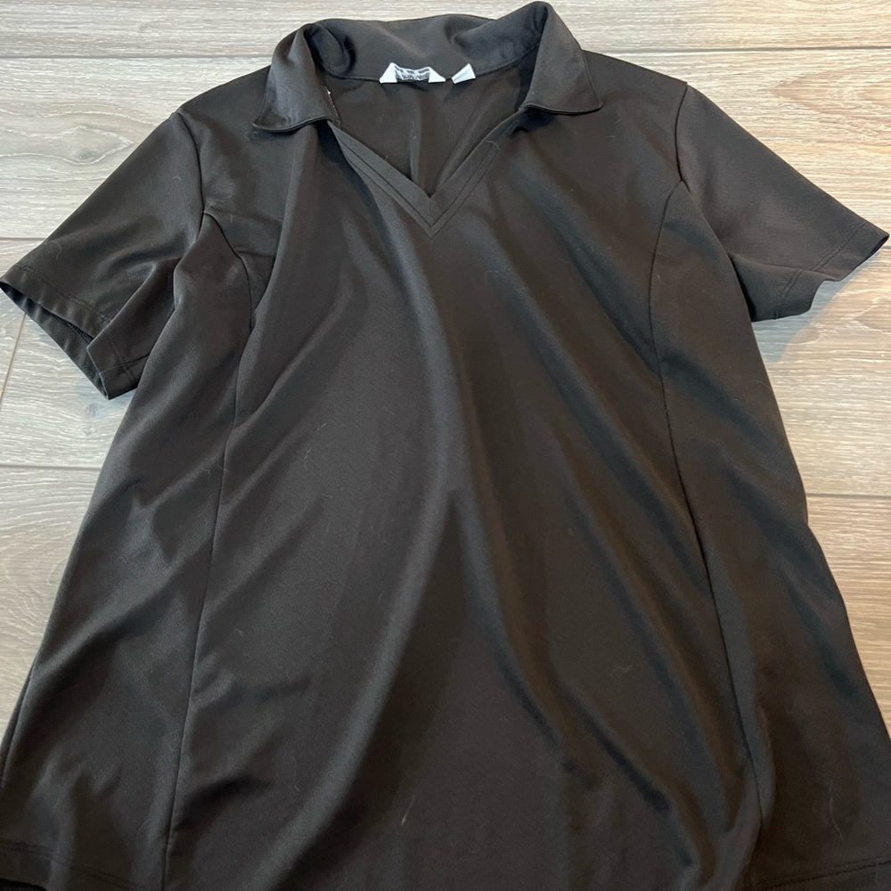 Lady Hagen Black Short-Sleeve V-Neck Polo